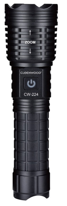 CLEENWOOD CW-224 Rechargeable Zoom Flashlight, 5000mAh Li-ion battery, Black finish