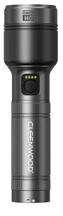 CLEENWOOD CW-233A Digital Zoomable LED Flash Light, 2000 Lumens, showing digital battery display