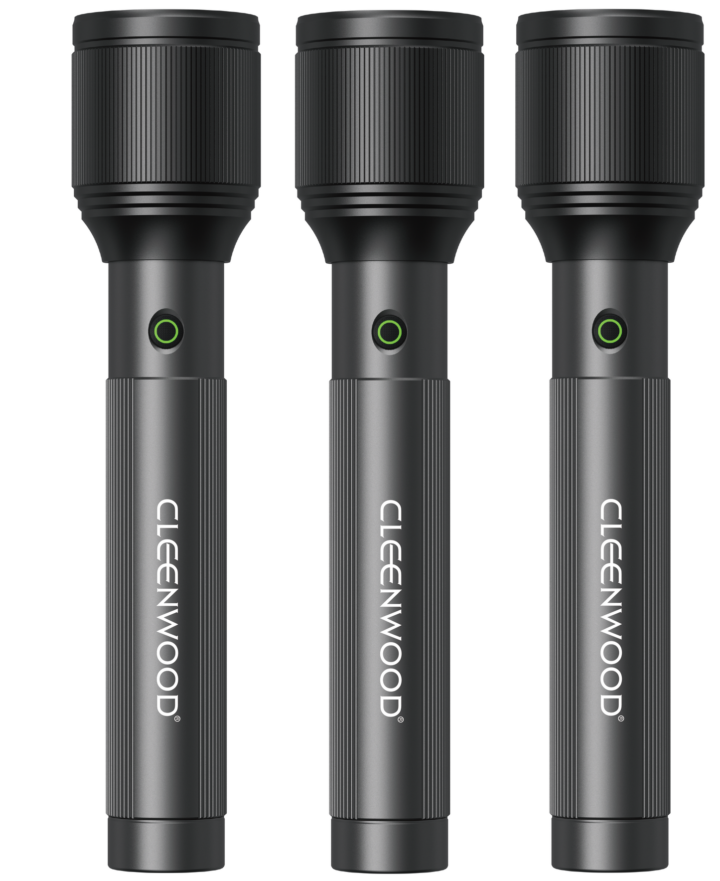 CLEENWOOD CW-236/3 Rechargeable Zoom Light, three individual flashlights packaged as a set with 1500M range
