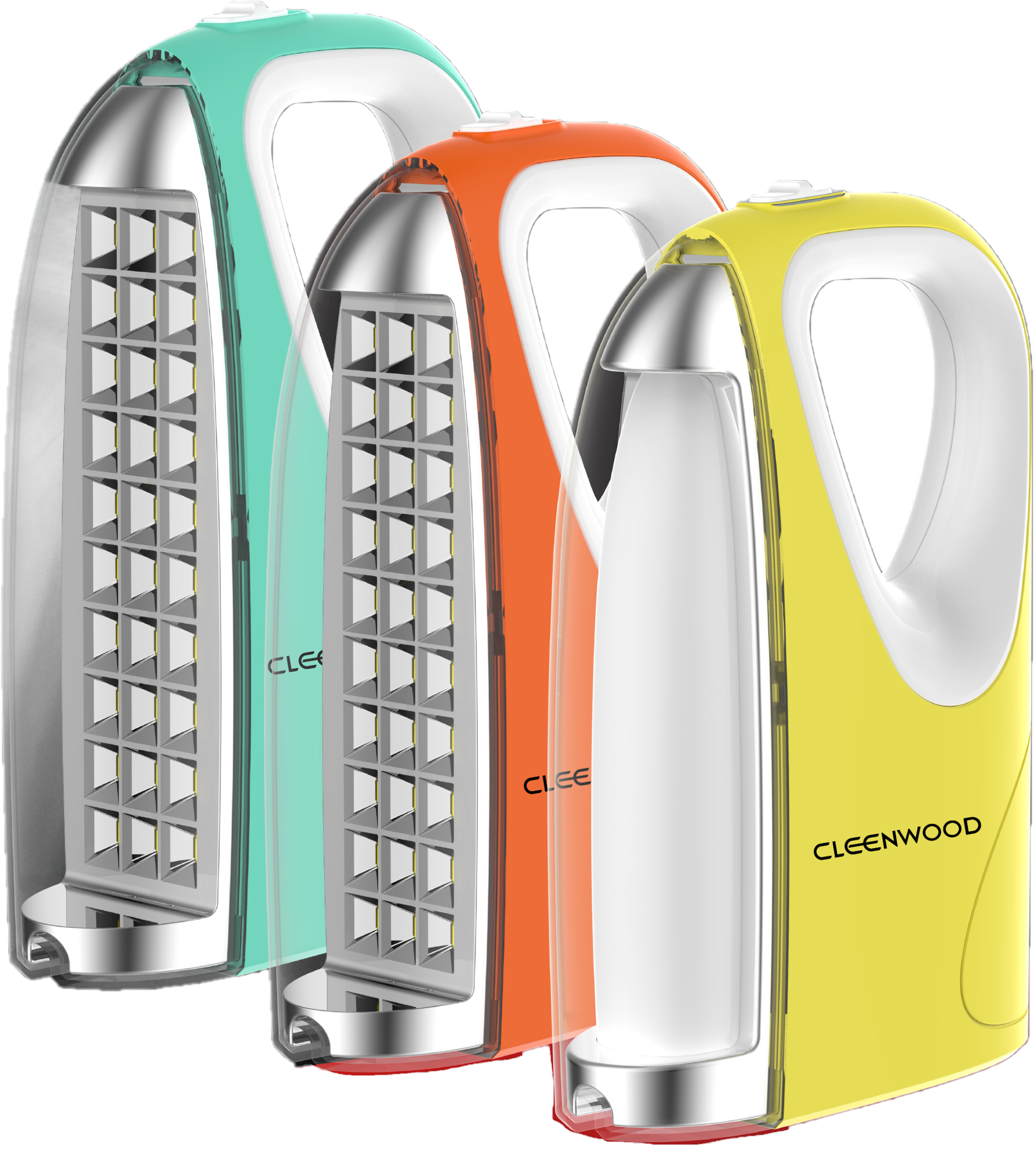 CLEENWOOD CW-318 Rechargeable Emergency Light 3-Piece Combo, showing three individual LED lights