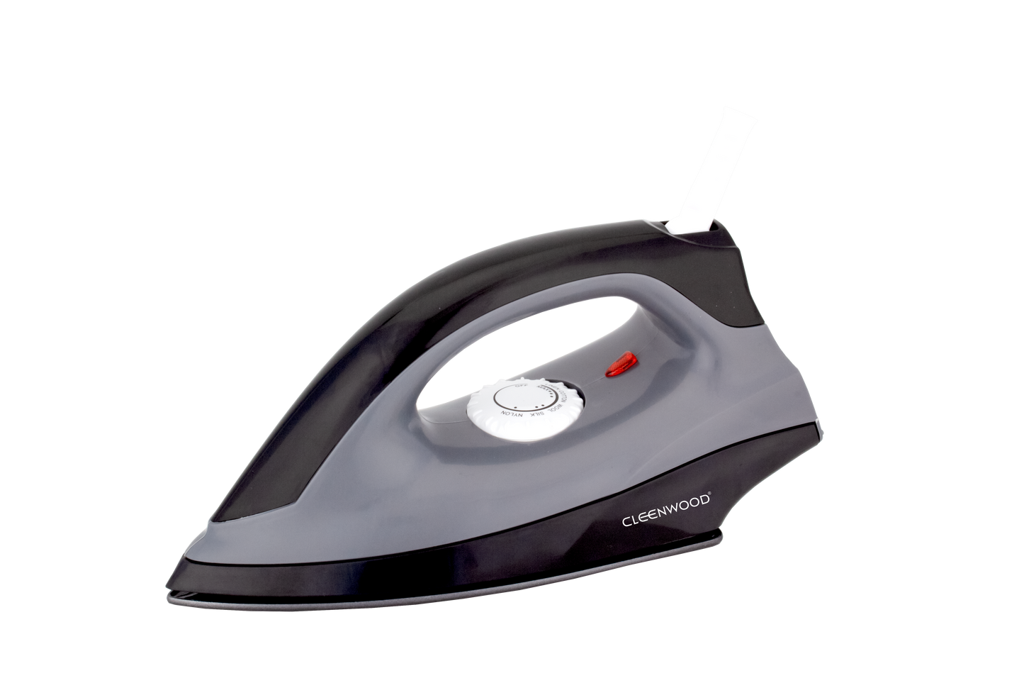 CLEENWOOD CW-348 Dry Iron 1000W, White/Black, with non-stick soleplate and indicator light