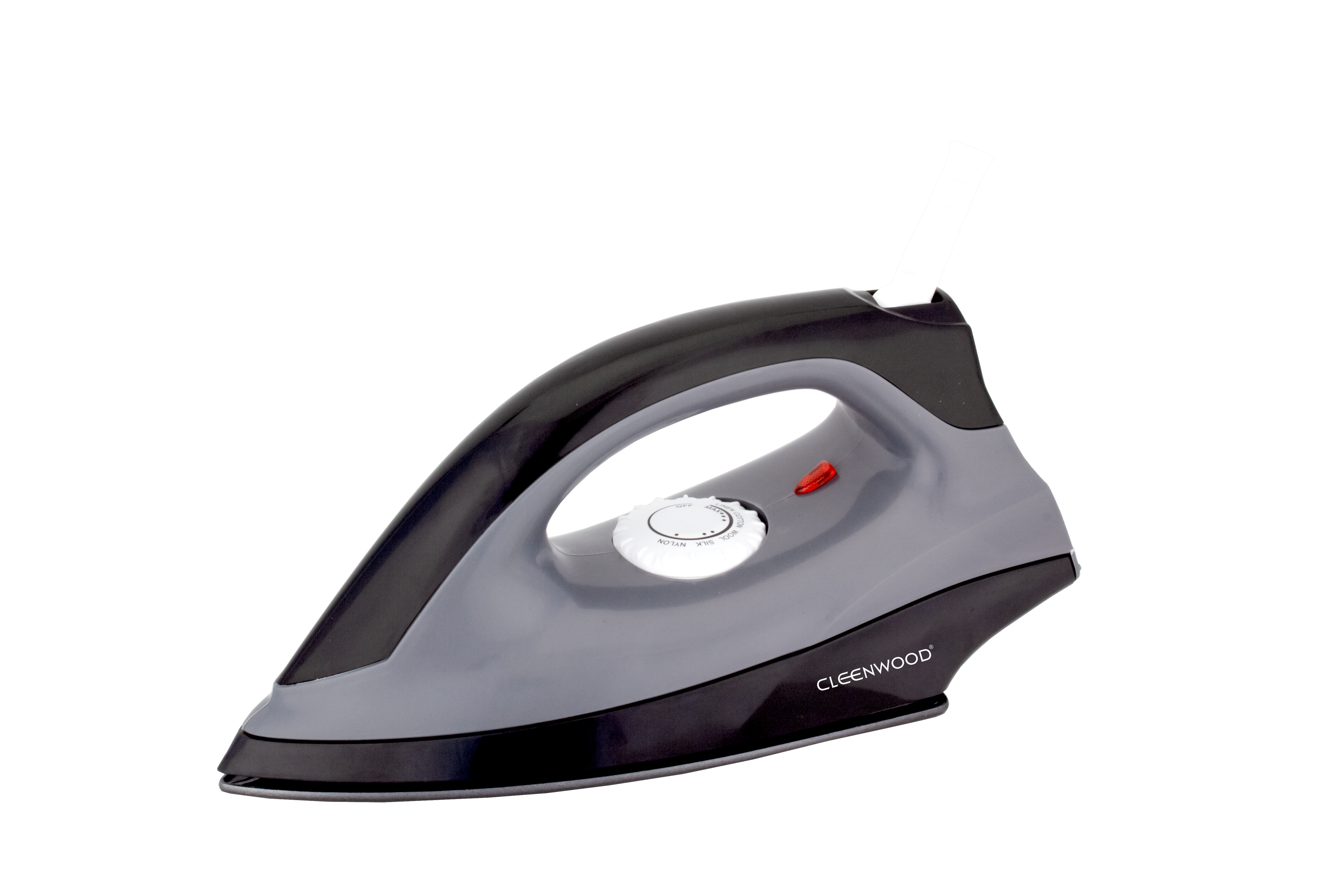 CLEENWOOD CW-348 Dry Iron 1000W, White/Black, with non-stick soleplate and indicator light