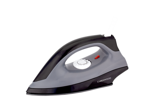CLEENWOOD CW-348 Dry Iron 1000W, White/Black, with non-stick soleplate and indicator light