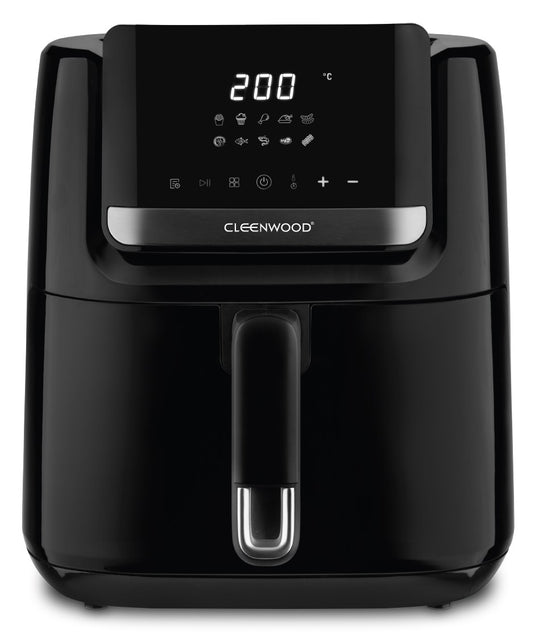 CLEENWOOD CW-358 Digital Airfryer 6.5L, Black, showing the touchscreen control panel and large basket