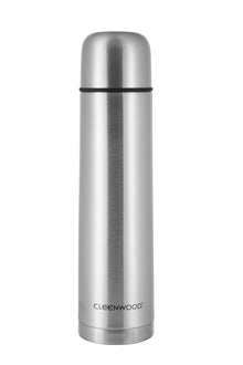 CLEENWOOD CW-363 Stainless Steel Vacuum Bottle 1000ml, Silver color, showing the double-walled insulation