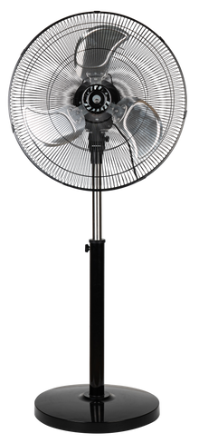 CLEENWOOD CW-380 20 Inch Stand Fan, black color, showing adjustable height and wide base