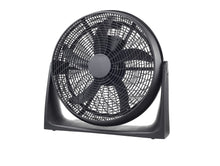 CLEENWOOD CW-384 20 Inch Box Fan, black square design, showing the mesh front and control knob