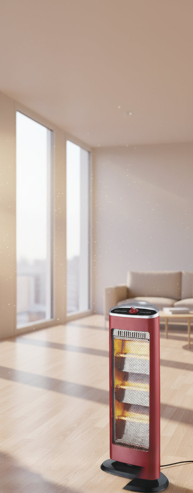 CLEENWOOD CW-441 1200W Quartz Room Heater, compact black unit, showing the three visible heating elements and the protective metal grille.
