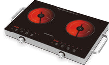 CLEENWOOD CW-800 Double Burner Infrared Cooker, 2800W, Black Ceramic Surface with Touch Controls
