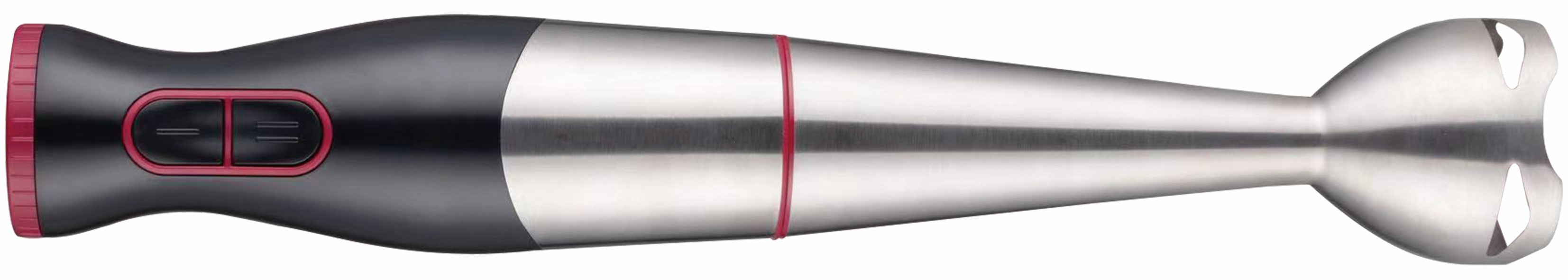 CLEENWOOD CW-926 800W Hand Blender, black ergonomic handle, showing the stainless steel blending shaft and the control buttons for variable speeds.