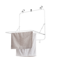 CLEENWOOD Electric Clothes Dryer, showing the portable, foldable heated airer stand with multiple rails, set up indoors for fast laundry drying.
