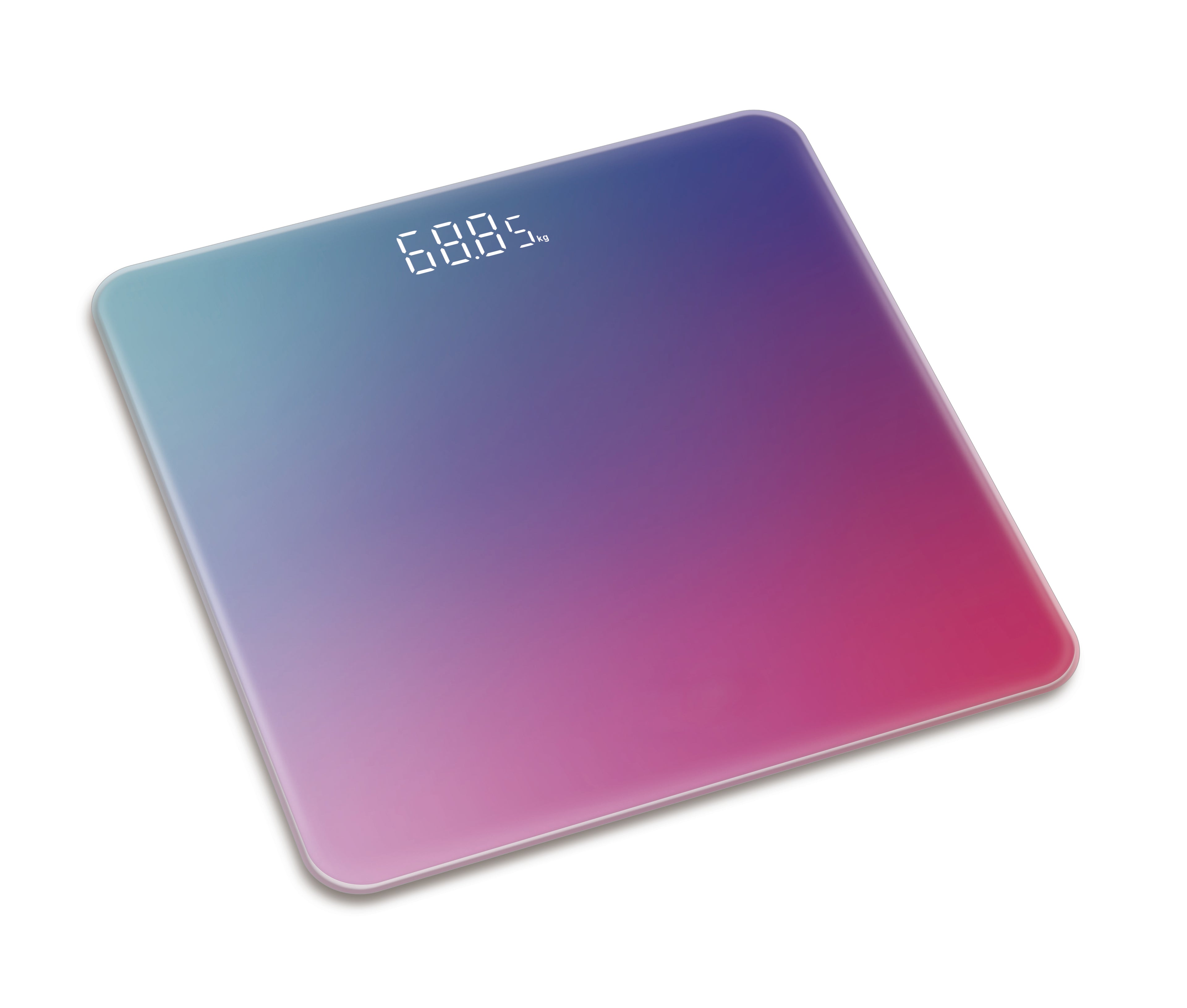 Gradient-colored digital scale on a white background