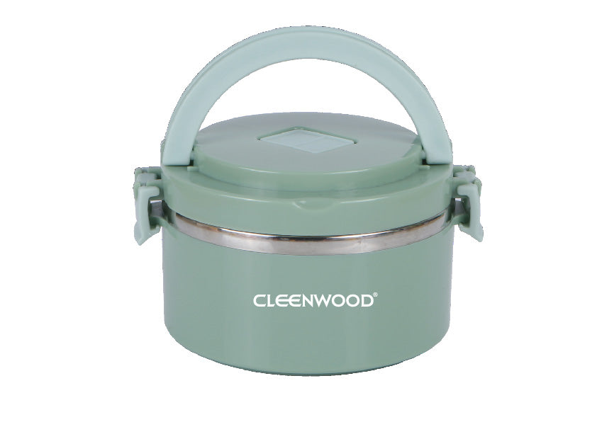 CLEENWOOD CWP-1003 600 ml Stainless Steel Lunch Box, silver finish, showing the compact, single-layer design with a secure clip closure for school or office use.