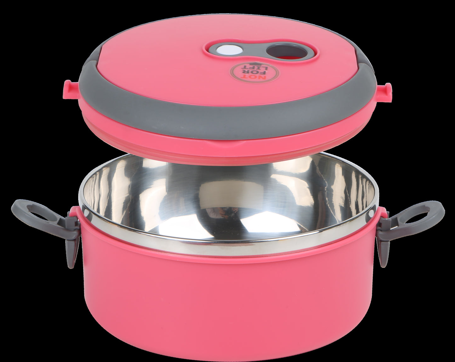 CLEENWOOD 850 ml Stainless Steel Lunch Box, silver finish, showing the secure clip closure and internal bento-style compartments for organized, leak-proof meal storage