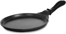 Pigeon Wonder Cast Non-Stick Flat Tawa, 280 mm diameter, showing the cast aluminium body, large flat non-stick cooking surface, and ergonomic handle.