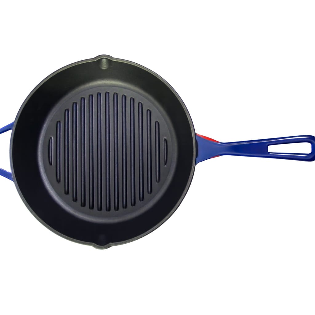 Pigeon Imperi 25cm Cast Iron Grill Pan with perfect sear marks on a grilled chicken breast